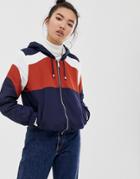New Look Fleece Lined Zip Up Jacket In Rust And Navy - Orange