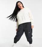 Nike Plus Trend Fleece Cropped Crew Neck Sweat In Cream-white