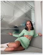 4th + Reckless Knitted Crop Top With Ruched Detail In Mint-green