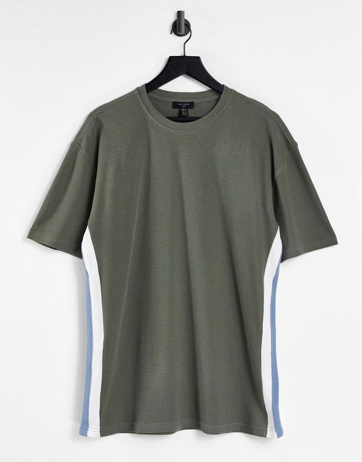 New Look Waffle T-shirt In Khaki-green
