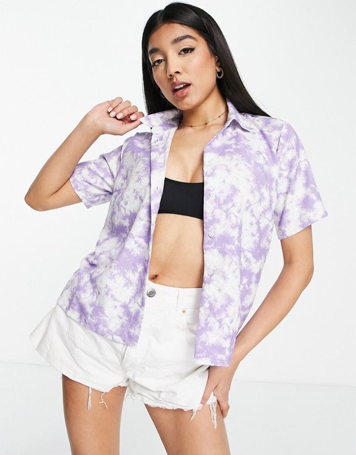 Pieces Beach Shirt In Lilac Tie Dye - Part Of A Set-purple