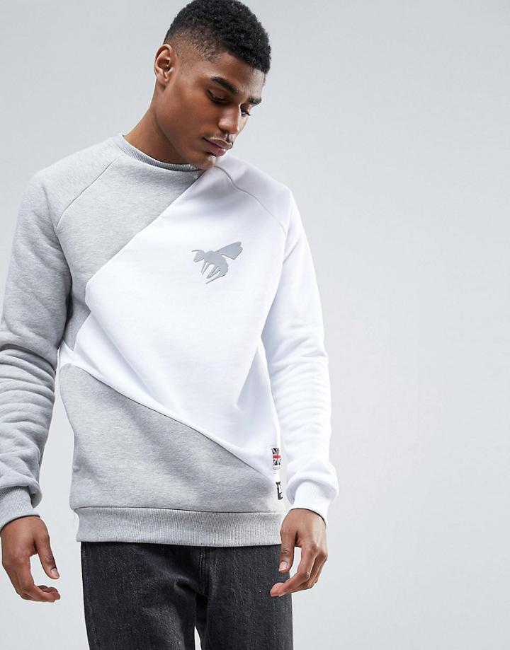 Abuze London Angle Panel Crew Neck Sweater - Gray