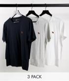 Abercrombie & Fitch 3 Pack T-shirts In Gray, White And Black With Multi Logo