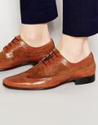 Asos Brogue Shoes In Tan Leather And Suede Mix - Tan