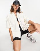 Topshop Cord Short Sleeve Shirt In Ecru - Part Of A Set-neutral