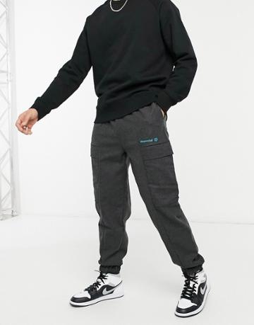 Asos Daysocial Tapered Cargo Pants In Brushed Fabric-grey
