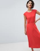 Vero Moda Midi Dress With Trim - Red