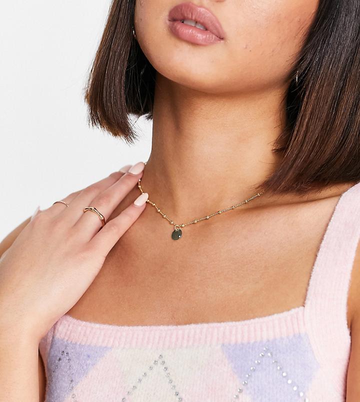 Kingsley Ryan Curve Exclusive Sterling Silver Gold Plated Ball Choker Necklace With Circle Pendant