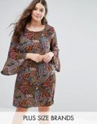 Alice & You Paisley Printed Dress With Fluted Sleeve - Multi