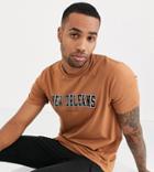 Asos Design Tall T-shirt With City Placement Print-brown
