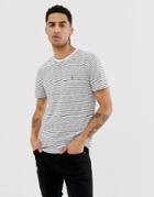 Allsaints T-shirt With Fine Stripe In White - White