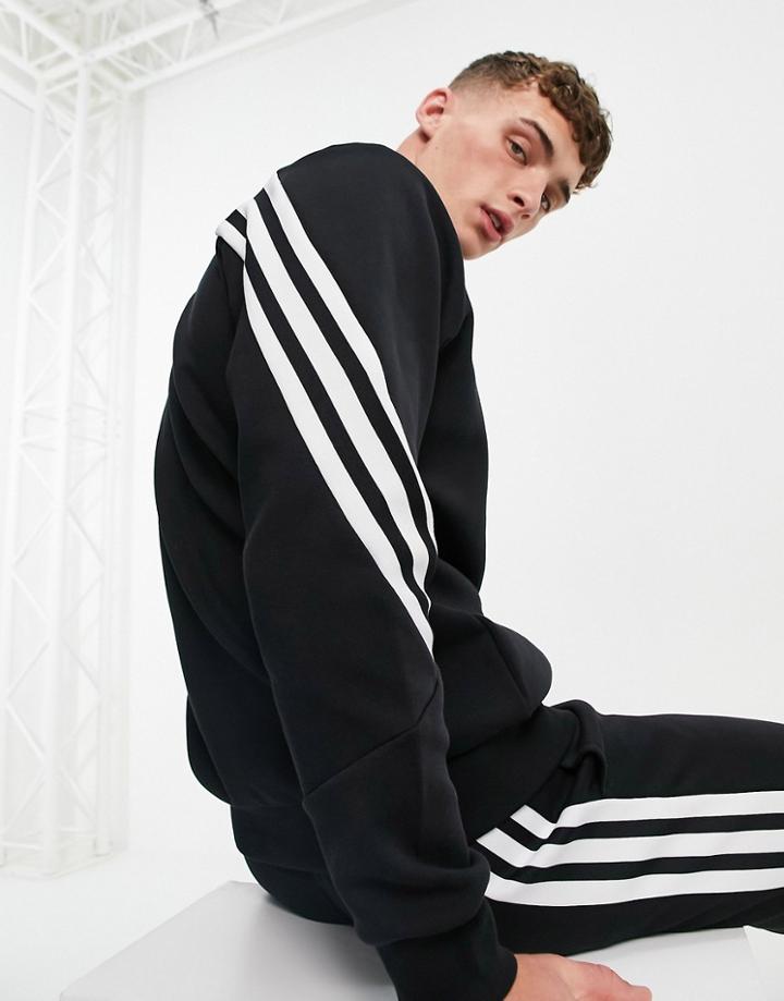 Adidas Sweatshirt With Wrap Three Stripes In Black