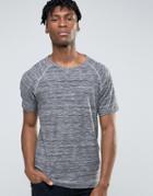 Only & Sons Crew Neck T-shirt With Raglan Sleeve And Mixed Yarn Stripe - Gray