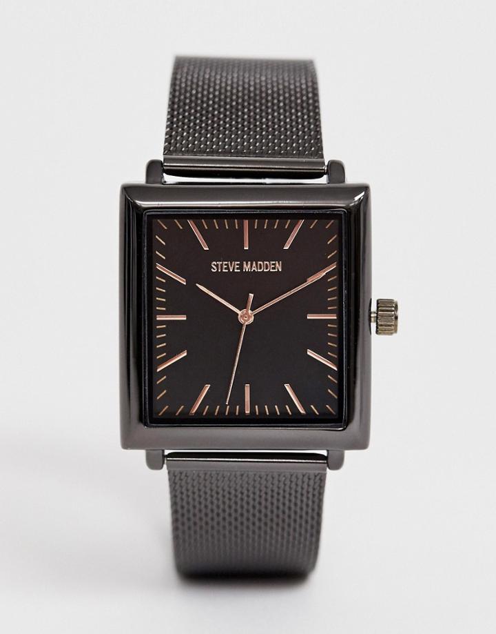 Steve Madden Mens Mesh Watch In Black - Black