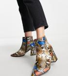 Simply Be Wide Fit Shauna High Ankle Boots In Snake-multi
