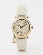 Vivienne Westwood Orb Ii Leather Watch In White - White