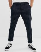 Selected Homme Twin Pin Stripe Pants In Navy