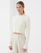 4th & Reckless Knitted Cropped Sweater In Cream-white