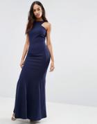 Club L Racer Front Maxi Dress In Crepe - Navy