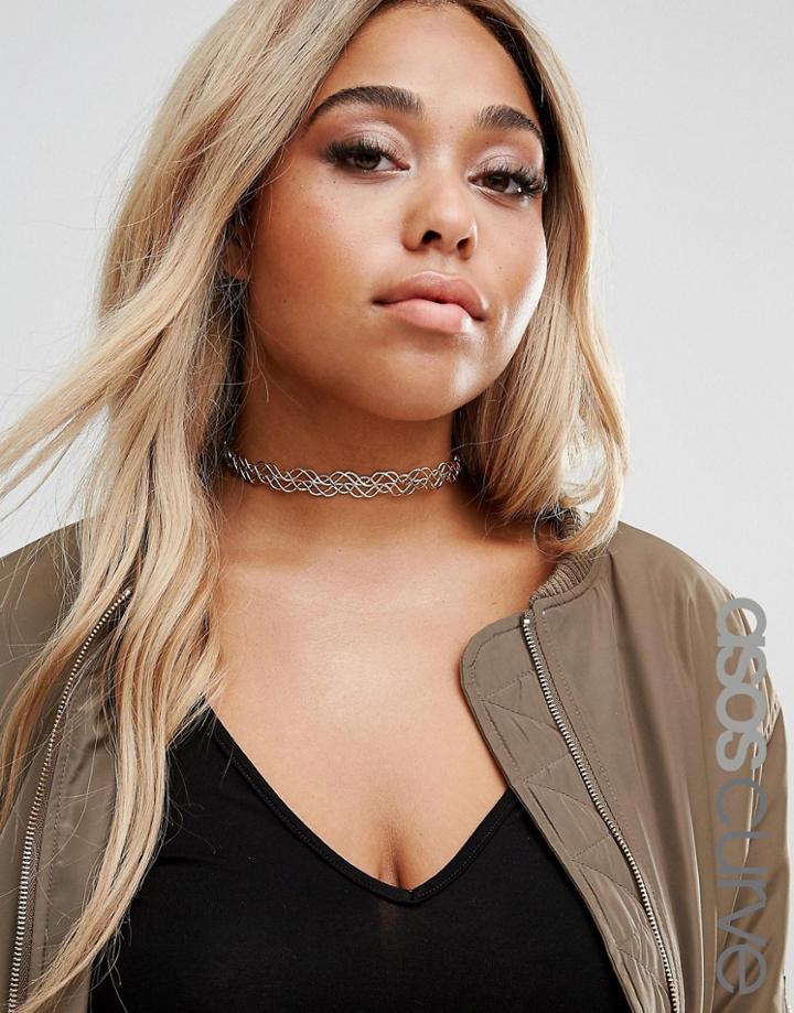 Asos Curve Metal Tattoo Choker Necklace - Gold