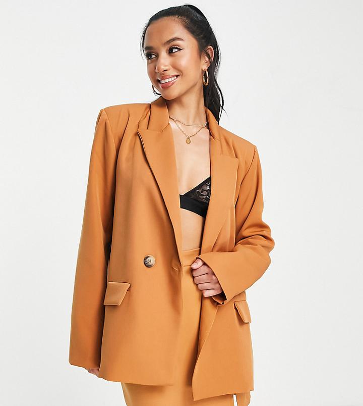 Naanaa Petite Dad Blazer In Camel-neutral