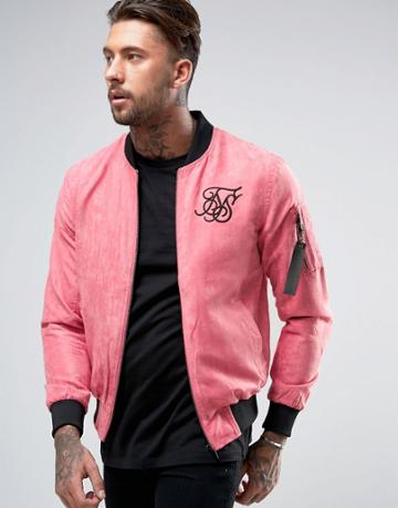 Siksilk Suedette Bomber Jacket In Pink - Pink