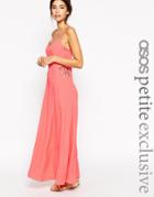 Asos Petite Maxi Dress With Lace Insert - Pink
