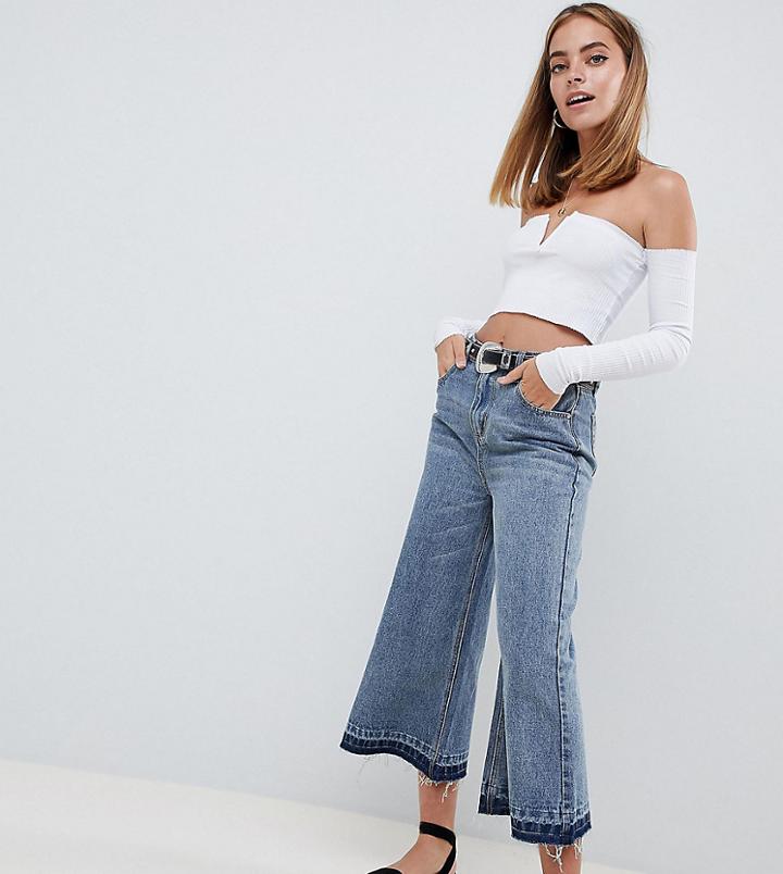 Boohoo Petite Wide Leg Jeans - Blue