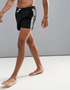 Adidas Swimming Shorts In Black With Stripe Branding In Black Ay4415 - Black