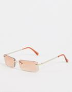 Jeepers Peepers Unisex Rectangle Sunglasses In Gold