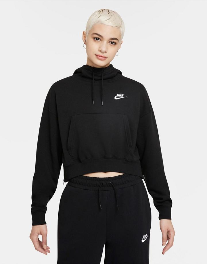 Nike Essentials Side-zip Cropped Hoodie In Black