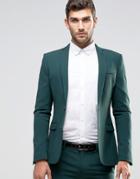 Asos Super Skinny Fit Suit Jacket In Green - Green