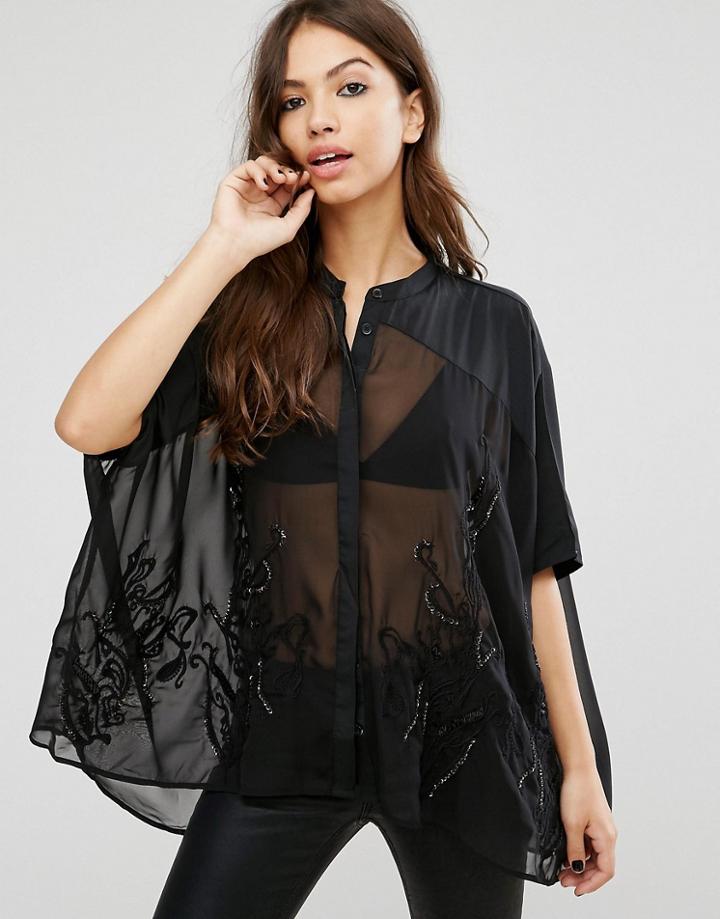 Religion Drape Blouse - Black