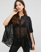 Religion Drape Blouse - Black