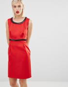 Love Moschino Red Dress With Black Chain Embellishment - Red