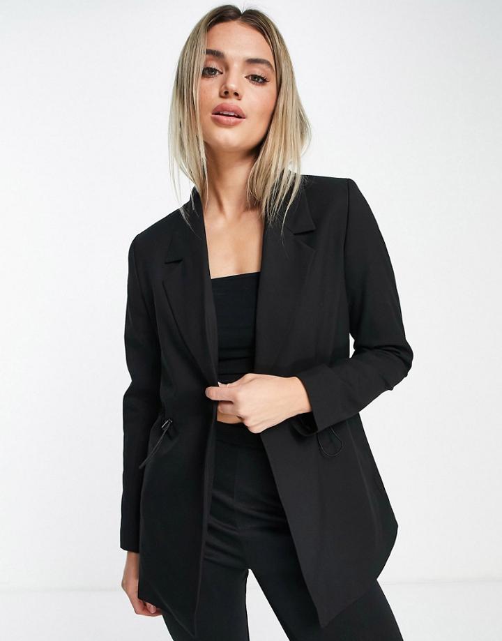 Selected Femme Blazer With Toggle Waist Detail In Black