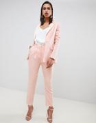 Asos Design Tailored Contrast Satin Tapered Pants Two-piece-pink