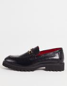 Devils Advocate Loafers With Bar Detail-black