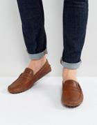 Asos Driving Shoes In Brown Leather - Brown