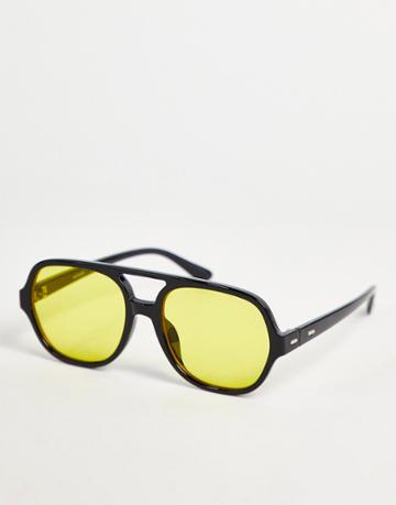 I Saw It First Oversized Aviator Sunglasses In Yellow