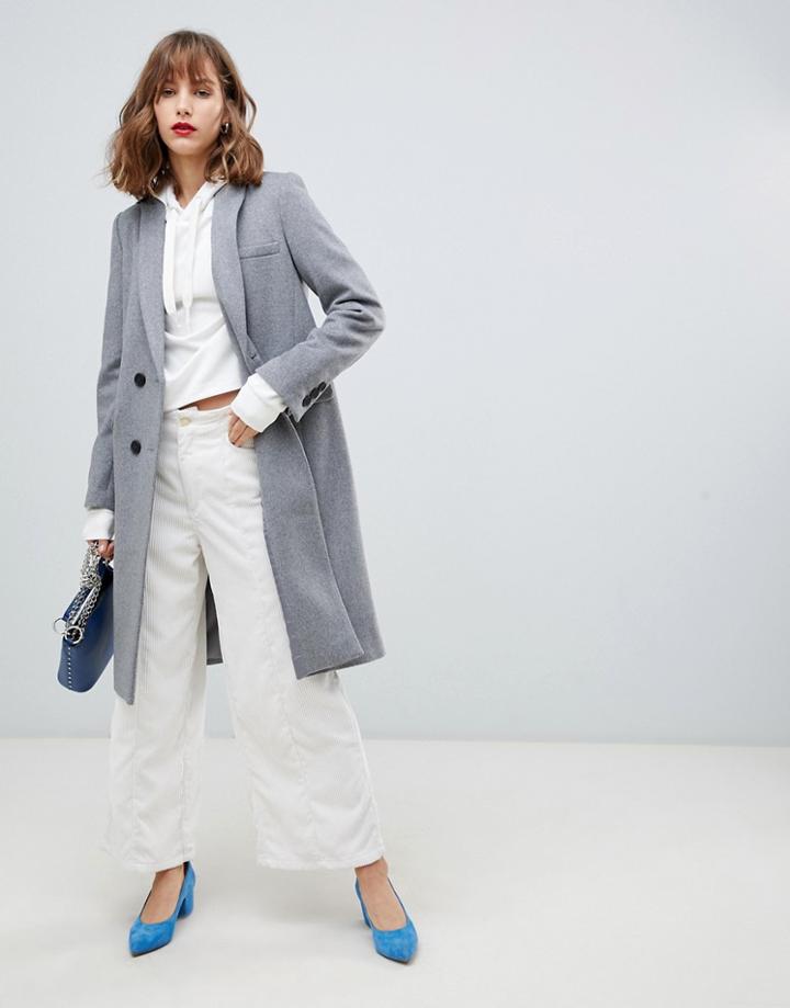 Stradivarius Double Button Longline Coat - Green