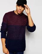 Native Youth Cut And Sew Gradient Knit Sweater - Navy