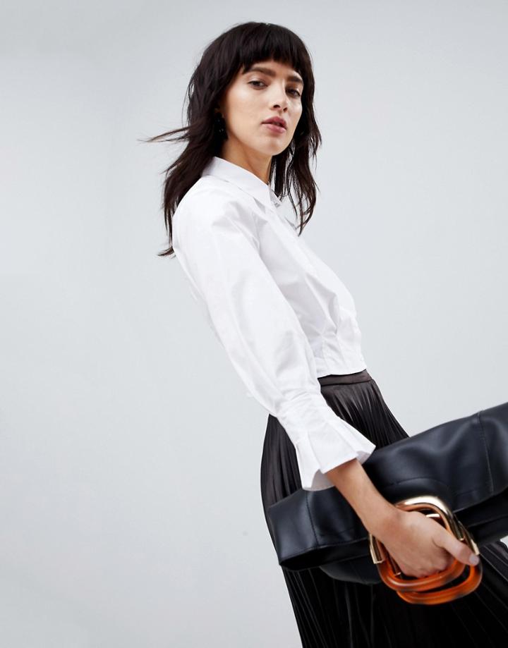 Asos White Pleated Crop Shirt - White