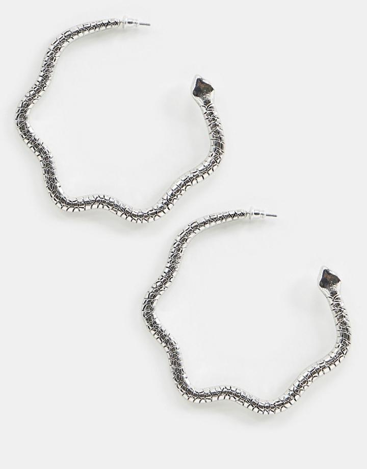 Sacred Hawk Snake Earrings - Silver