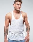 Asos Extreme Racer Back Tank In Gray Inject Fabric - Gray
