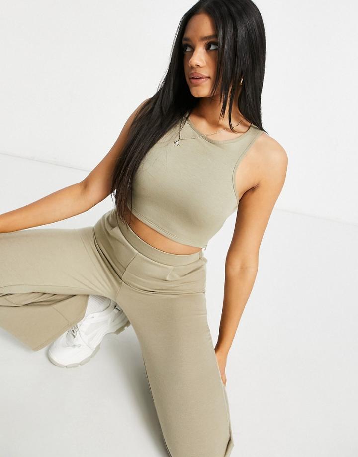 Asos Design Jersey 3 Piece Suit Racer Crop Top-green