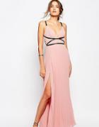 True Decadence Tall Grecian Style Maxi Dress In Pleat Fabric - Pink