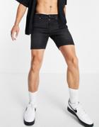 Don't Think Twice Skinny Fit Denim Shorts In Washed Black