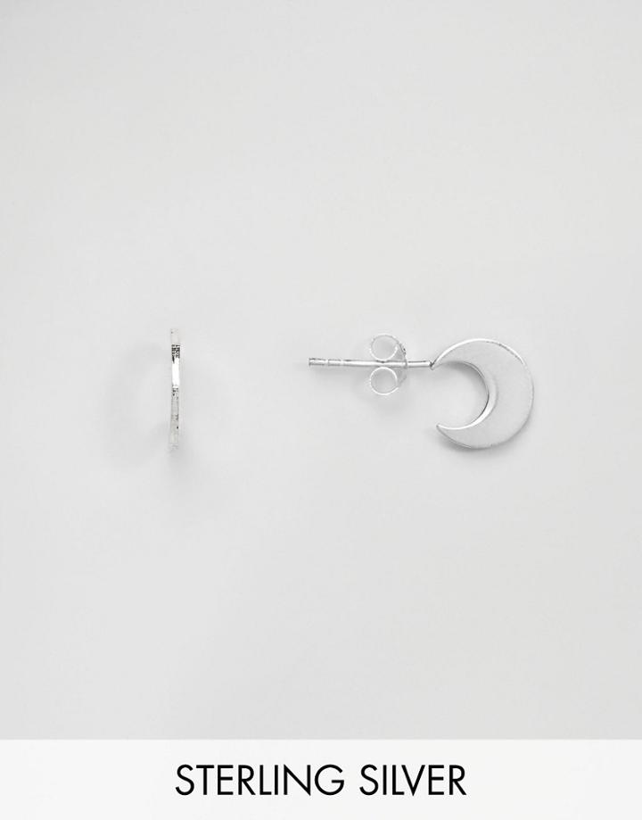 Fashionology Sterling Silver Crescent Disc Earrings - Silver