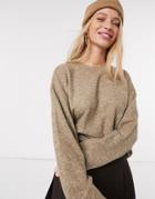Vero Moda Boxy Sweater In Camel-neutral
